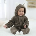 thumbnail image 1 of Dezsed Baby Rompers Toddler Baby Boys Girls Color Plush Cute Bear Ears Winter Keep Warm Jumpsuit Romper Brown 12Months, 1 of 9