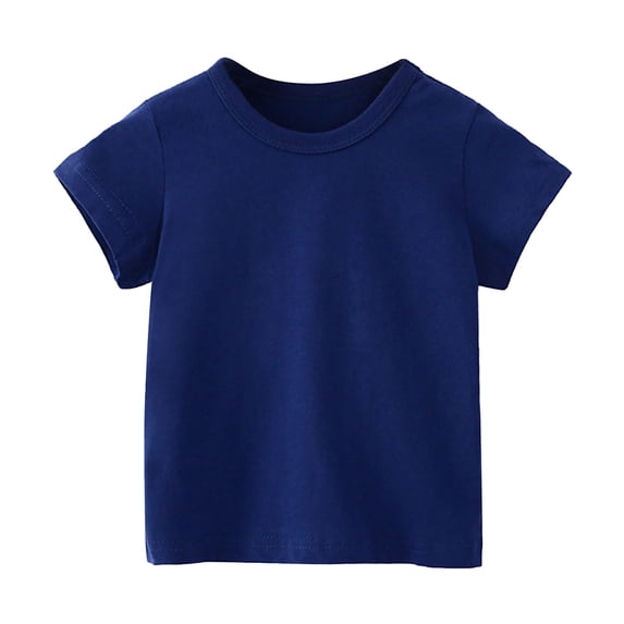 Dezsed Baby T-Shirt Tops Toddler Baby Boys Girl Comfortable Solid Color Short Sleeve Cotton T-shirt Top Dark Blue 12-18Months