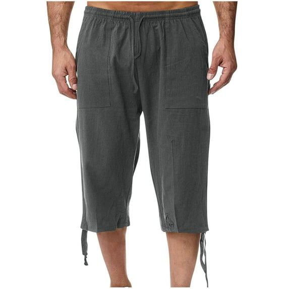 Dezsed Bermuda Shorts for Men Solid Color Elastic Waist Casual Loose Lightweight Hiking Travel Shorts Dark Gray XL