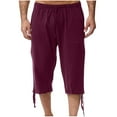 thumbnail image 1 of Dezsed Bermuda Shorts for Men Solid Color Elastic Waist Casual Loose Lightweight Hiking Travel Shorts Wine L, 1 of 7