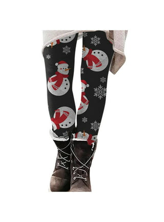 Fuzzy Leggings for Women Women's Autumn And Winter Fashion Christmas Print  Slim Boots Trousers Women's Leggings Fleece Lined Leggings Soft Clouds  Fleece Leggings 