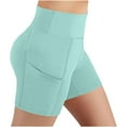 thumbnail image 1 of Dezsed Biker Shorts Women Tummy Control Workout Shorts with Pockets High Waisted Yoga Running Athletic Gym Spandex Compression Mint Green M, 1 of 8
