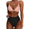 thumbnail image 1 of Dezsed Bikini Set for Women Two Piece Swimsuits High Waisted Bathing Suit Print V Neck Adjustable Spaghetti Straps Swimwear Black L, 1 of 6