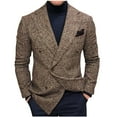 thumbnail image 1 of Dezsed Blazer Jackets for Men Men Casual Plaid Turndown Single-breasted Slim-type Business Multi-button Coat Brown M, 1 of 5