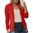 thumbnail image 1 of Dezsed Blazers for Women Business Casual Women's Color Casual Fashion Long-Sleeved Cardigan Jacket Coat Outerwear with Pocket Red M, 1 of 6