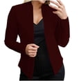 thumbnail image 1 of Dezsed Blazers for Women Business Casual Clearance Womens Casual Fashion Pocket Solid Color Shawl Suit Jacket Blazer Top Wine L, 1 of 6