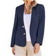 thumbnail image 1 of Dezsed Blazers for Women Dressy 3/4 Sleeve Business Casual Solid Suit Jacket Tops Ladies Office Wear Coat Blue L, 1 of 4