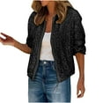 thumbnail image 1 of Dezsed Bomber Jacket Women Women's Casual Hoodless Long-Sleeved Sequin Jacket Long Sleeve Cardigan Outwear Black M, 1 of 9