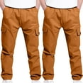 thumbnail image 1 of Dezsed Boys Baggy Cargo Pants Kids School Uniform Elastic Waist Workout Joggers Outdoor Hiking Straight-Leg Trousers 10-11 Years Orange, 1 of 8