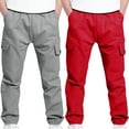 thumbnail image 1 of Dezsed Boys Baggy Cargo Pants Kids School Uniform Elastic Waist Workout Joggers Outdoor Hiking Straight-Leg Trousers 4-5 Years Red, 1 of 8