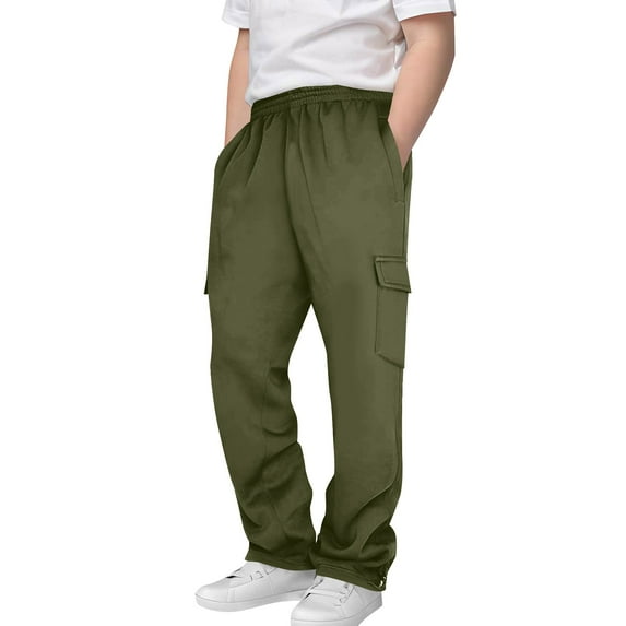 Dezsed Boys Baggy Cargo Sweatpants Kids Elastic Waist Active Athletic Workout Joggers Outdoor Hiking Baggy Trousers 3-4 Years Army Green