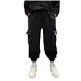 thumbnail image 1 of Dezsed Boys Cargo Joggers Pants Elastic Waist Casual Jogging Trousers Lightweight Baggy Sweatpants for Kids 14 Years Black, 1 of 5