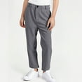 thumbnail image 1 of Dezsed Boys Chinos Pants Kids School Uniform Yonth Twill Pants Lightweight Elastic Waist Straight-Leg Pants Casual Trousers 3-4 Years Gray, 1 of 7