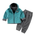 thumbnail image 1 of Dezsed Boys' Fleece Jogger Set Basic Solid Full Zip Hoodie and Sweatpants Athletic Sweatsuit Jogging Sets Outfit Green 5-6 Years, 1 of 1