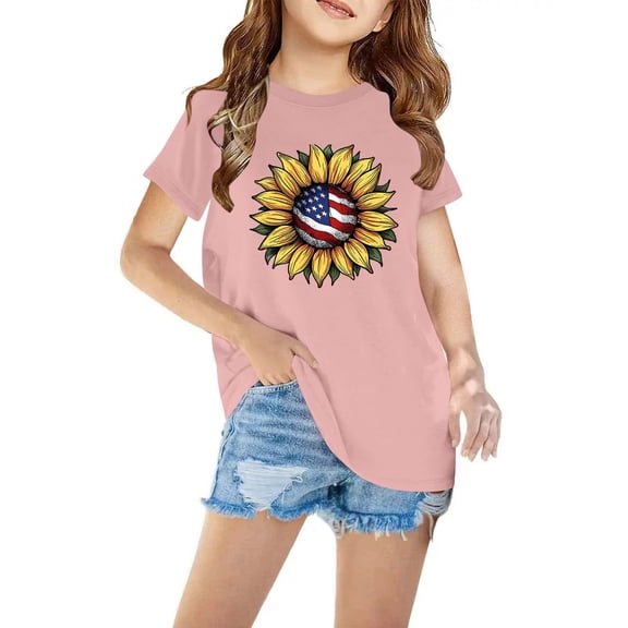 Dezsed Boys Girls Funny Graphic Basic Tee Tops Summer Short Sleeve T-Shirt Crew Neck Casual Shirts Blouses Fashion Clothes 5-6 Years Pink