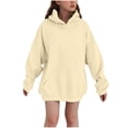 thumbnail image 1 of Dezsed Boys Girls Hoodie Solid Pullover Tops Sweaters & Hoodies Casual Long Sleeved Hooded Sweatshirt For Kids 7-8 Years Beige, 1 of 8