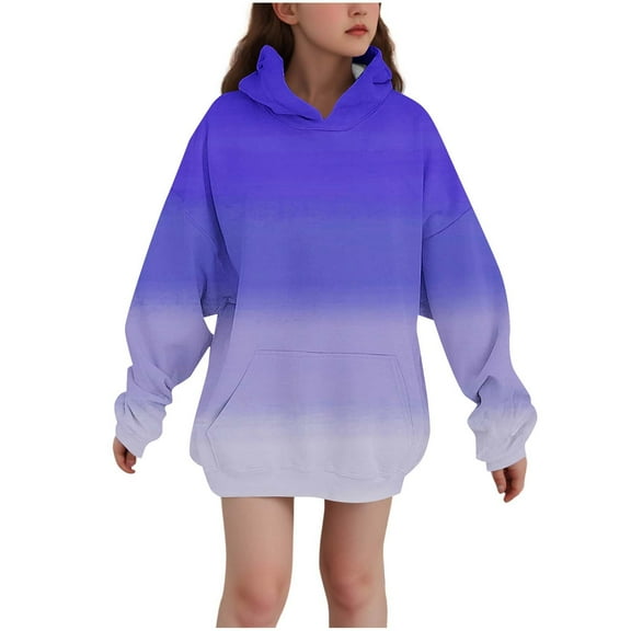 Dezsed Boys Girls Hoodie Solid Pullover Tops Sweaters & Hoodies Casual Long Sleeved Hooded Sweatshirt For Kids 7-8 Years Blue