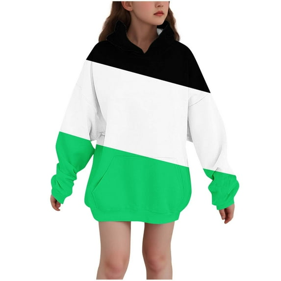 Dezsed Boys Girls Hoodie Solid Pullover Tops Sweaters & Hoodies Casual Long Sleeved Hooded Sweatshirt For Kids 7-8 Years Green