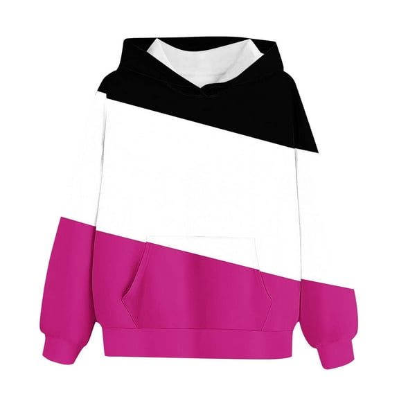 Dezsed Boys Girls Hoodie Solid Pullover Tops Sweaters & Hoodies Casual Long Sleeved Hooded Sweatshirt For Kids 9-10 Years Hot Pink