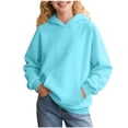 thumbnail image 1 of Dezsed Boys Girls Oversized Hoodie Casual Long Sleeve Pullover Tops Solid Hooded Sweatshirt Fall Outfits 13-14 Years Light Blue, 1 of 8