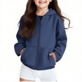 thumbnail image 1 of Dezsed Boys Girls Zip Up Fleece Hoodie Casual Long Sleeve Solid Hooded Sweatshirt Jacket with Pockets 13-14 Years Navy, 1 of 8