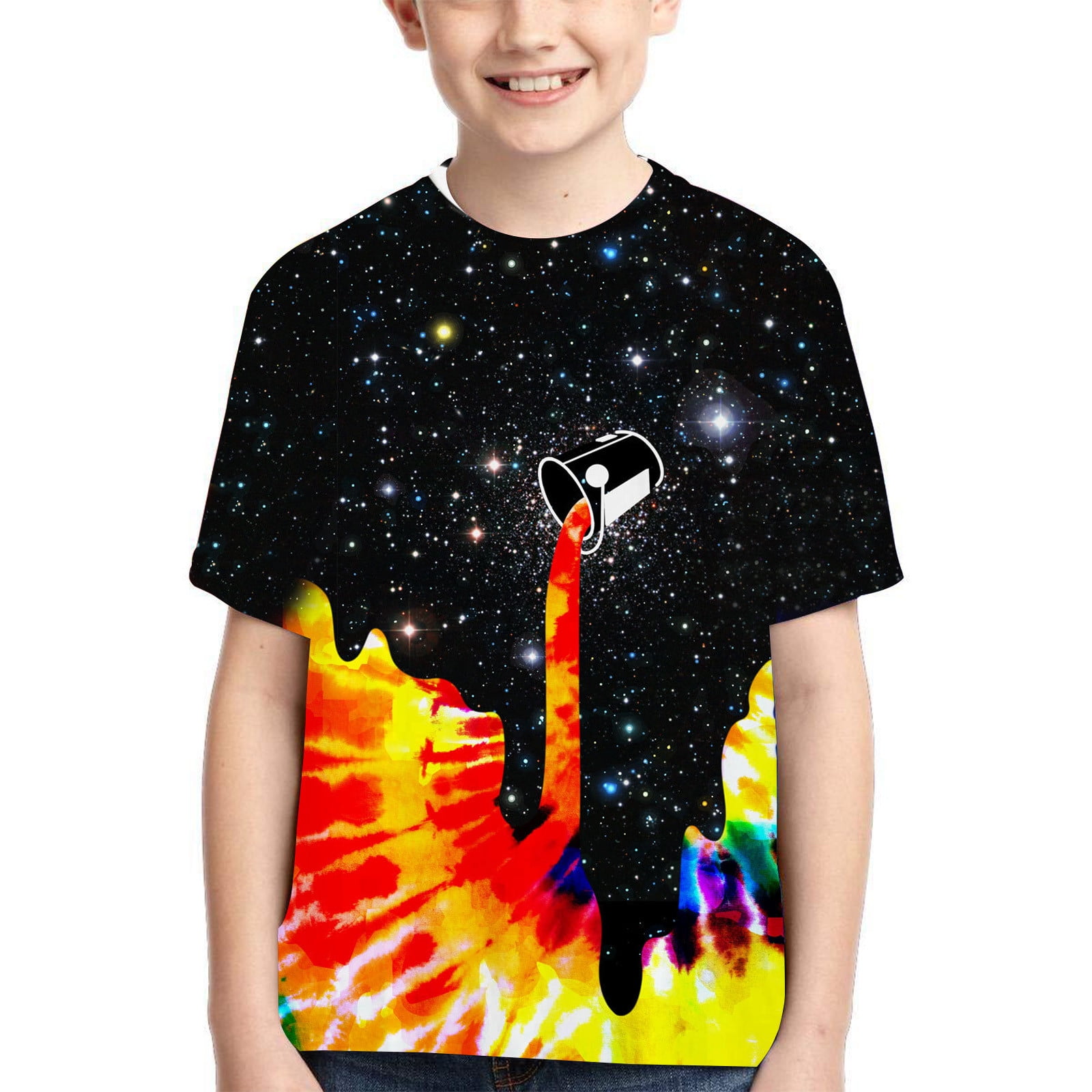 Boys Summer Clothes Kids T-Shirt Short Sleeve Graphic Printed Top Tees Youth Casual Crew Neck Tee Shirts 9-12 Years Black