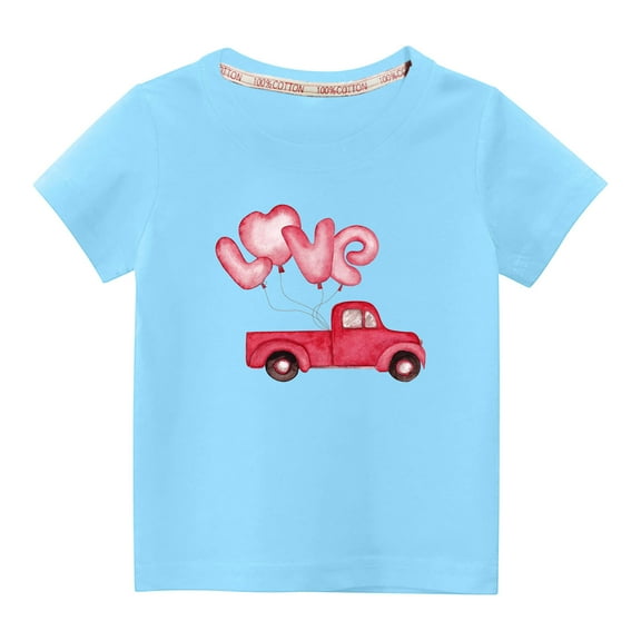 Dezsed Boys Valentines Day Shirt Girls Valentine Tshirt Toddler Casual Long Sleeve Shirt Kids Cute Love Heart Tee Tops 3-4 Years Blue