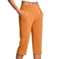 thumbnail image 1 of Dezsed Capri Pants for Women High Waist Workout Yoga Pants with Pockets Tummy Control Workout Running Cropped Pants Straight Orange L, 1 of 7