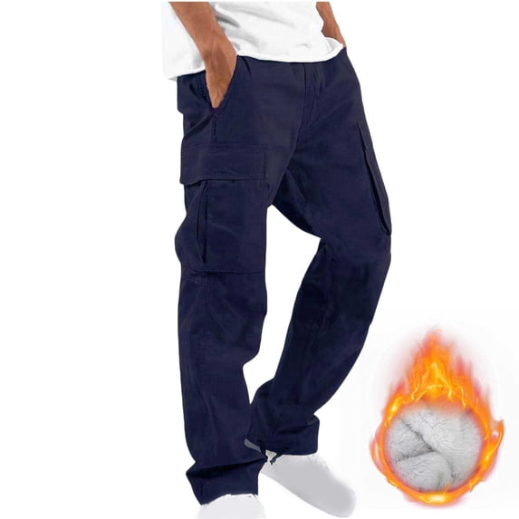 Dezsed Cargo Pants for Men Relaxed Sports Pants Multi Pocket Outdoor Hiking Work Pants Sport Trousers Navy L