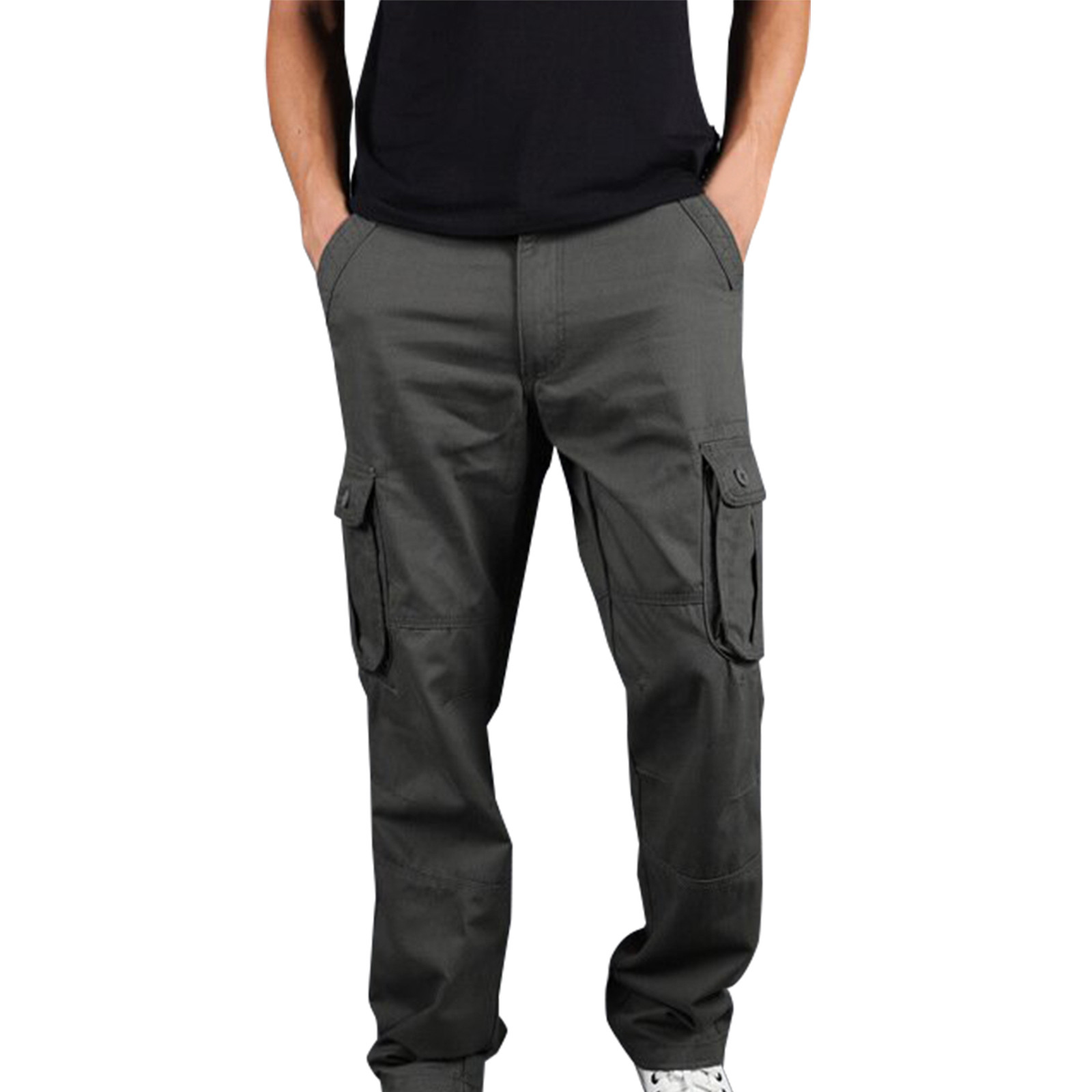 Dezsed Casual Pants Men Cargo Pants Cotton Loose Plus Size Trousers Mens Pants Overalls Multi Pockets Straight Joggers Homme 7Xl On Clearance