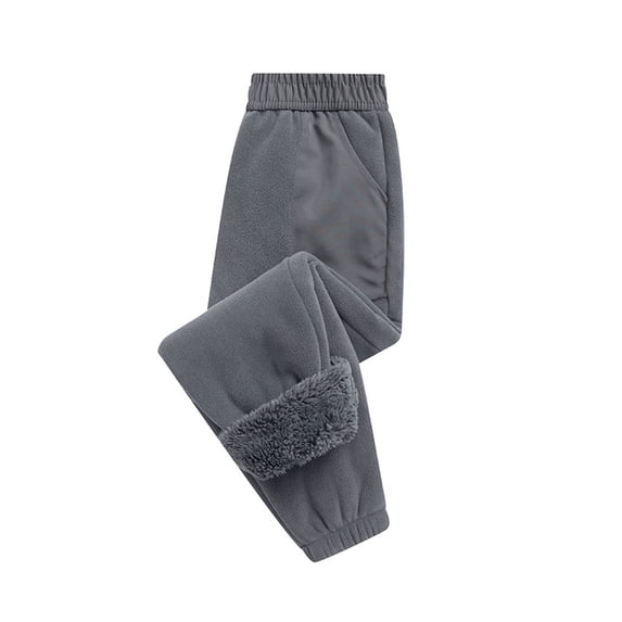 Dezsed Children Fleece Lined Thick Winter Warm Sweat Pants Fashionable Men's And Girls' Solid Color Warm And Thick Men's And Girls' Pants for 7-8 Years Dark Gray