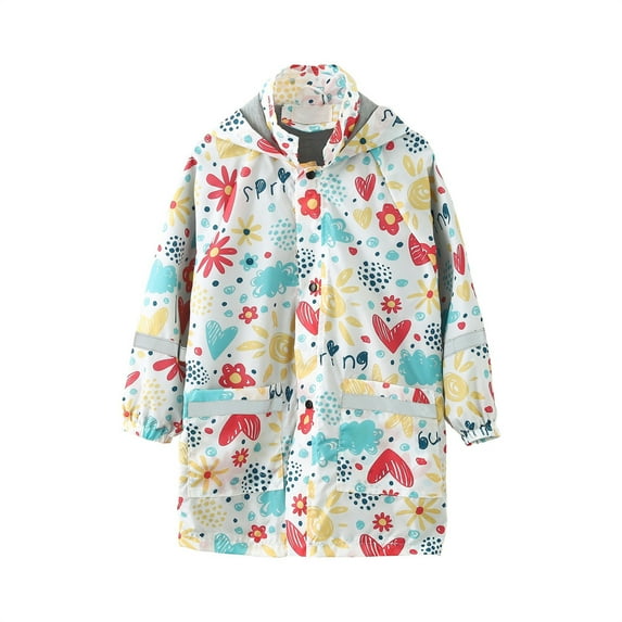 Dezsed Children'S Boy Girl Rain Jacket Cute Cartoon Multicolor Long Raincoat Hoodie Kids Coat With Pockets Fall Winter School Outfit 3-11 Years On Clearance