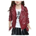 thumbnail image 1 of Dezsed Children'S Leather Jacket Fall Winter Girl Boy Motorcycle Jacket With Zipper Kid Outwear Solid Color Coat 3-13Years Kids Teenage Girls Coat, 1 of 6