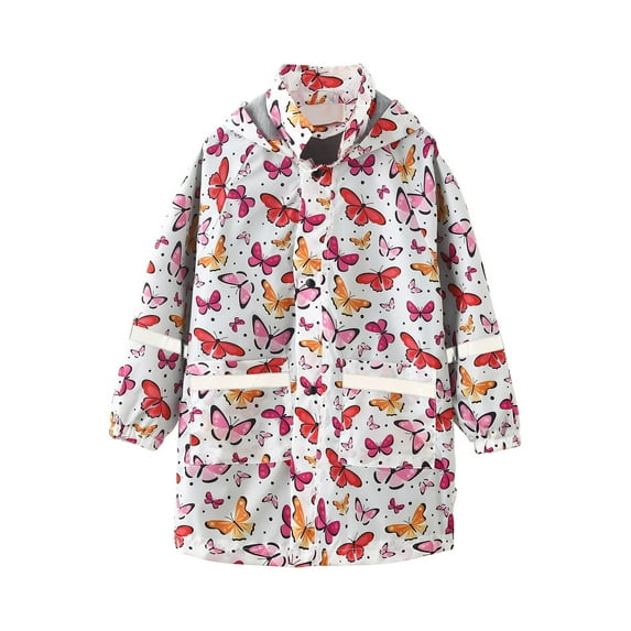 Dezsed Children Winter Outerwear Jackets Coats Rainy Season Children's Raincoat Jacket Cute Print Hooded Mid-length Jacket With Pockets Pink 10-11 Years