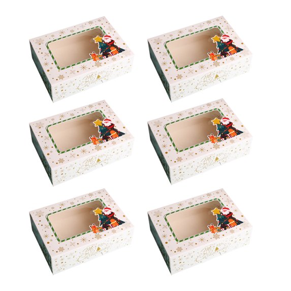 Dezsed Christmas Decorations Clearance 1/6/12pc Christmas Baking Snack Box Packaging Paper Box Packaging Christmas Cake Packaging Gift Box Multicolour D
