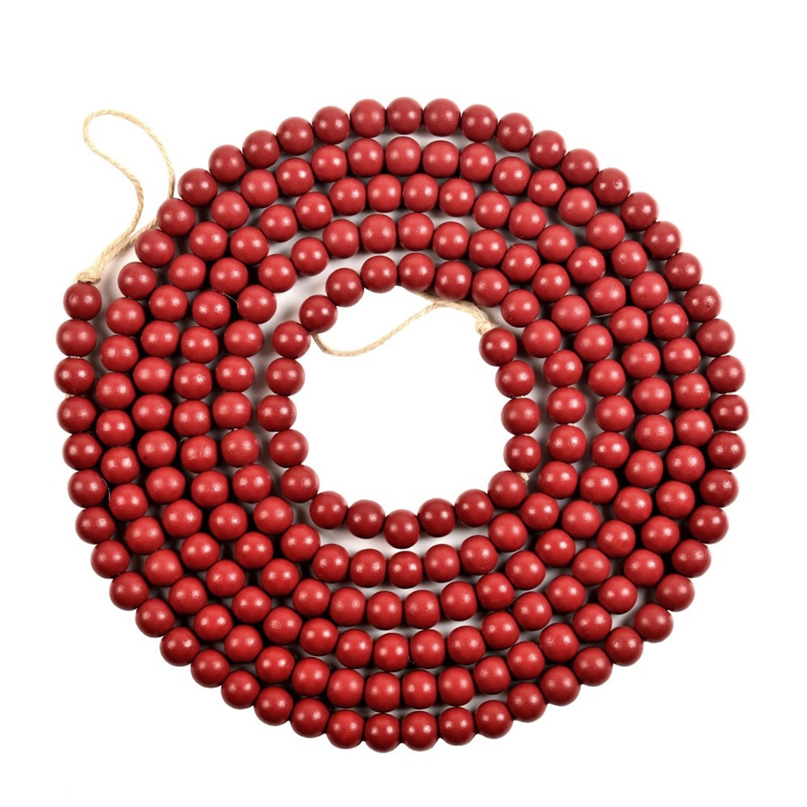 REOVE Christmas Wooden Bead Garland Bright Red Wood Bead Garland Christmas  Tree Holiday Decoration (Dark Red, 9 feet)