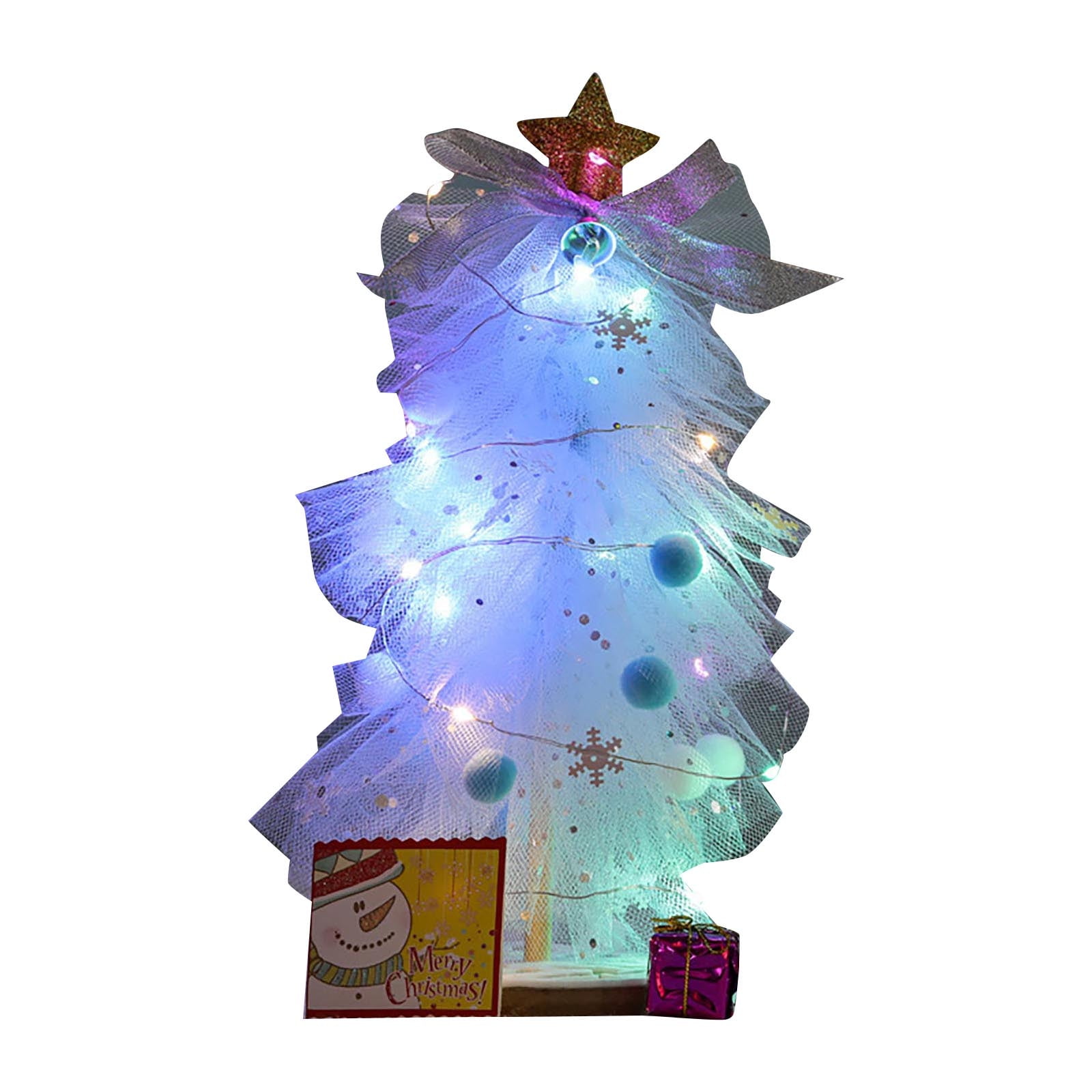 Dezsed Christmas Decorations Clearance Mesh DIY Christmas Tree Decoration Puzzle Toy Gift Cute Luminous Christmas Material Bag Blue, Size: 18.6