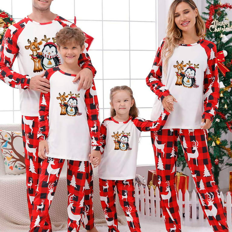Dezsed Family Matching Christmas Pajamas Set Women's Pajama Set Clearance  Parent-child Warm Christmas Set Printed Home Wear Pajamas Two-piece Mom Set  Xmas Gift 