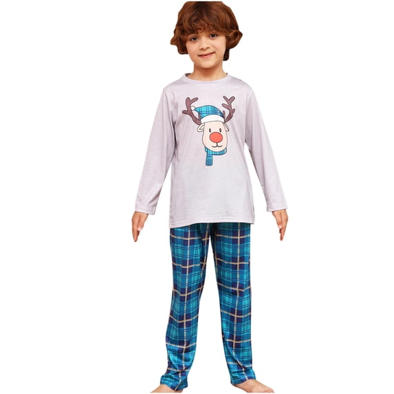 Dezsed Christmas Pajamas for Family Christmas Fashion Long Sleeves Child Printed Top+Pants Family Matching Pajamas Set Blue 5T