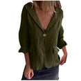 thumbnail image 1 of Dezsed Cotton Linen Blazer for Womens Long Sleeve Loose Casual Blazer Jackets Lightweight Spring Summer Tops Army Green S, 1 of 6