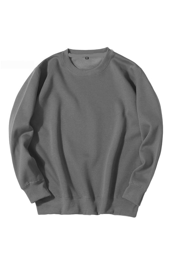 Crewneck Sweatshirt for Men Long Sleeve Solid Color Soft Plush Fleece Active Athletic Pullover Sweater Dark Gray 3XL
