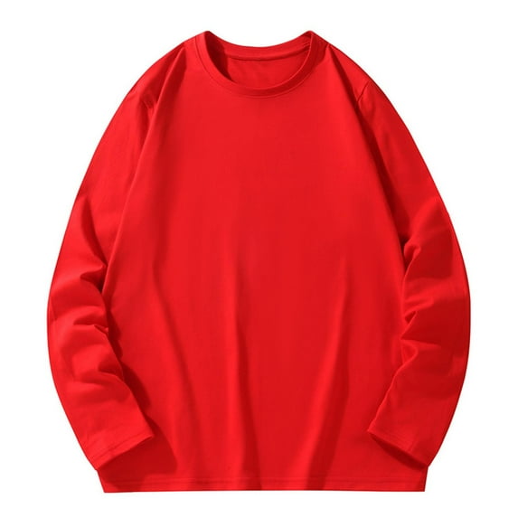 Dezsed Crewneck Sweatshirt for Men Long Sleeve Solid Color Soft Plush Fleece Active Athletic Pullover Sweater Red 4XL