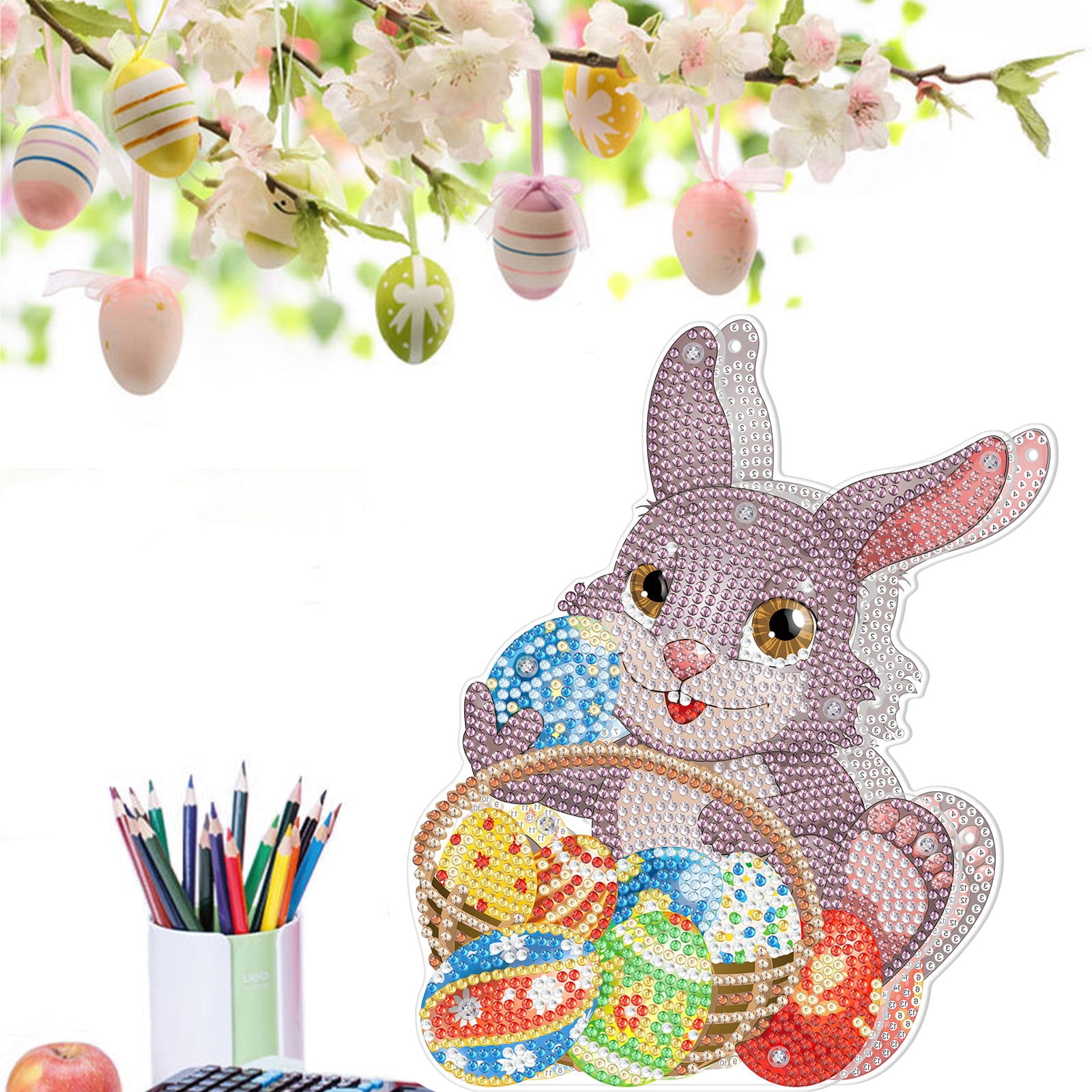 New Diy Easter Diamond Painting Kit Egg Bunny Desk Decoration Mosaic  Embroidery Dot Drill Home Decor Holiday Gift