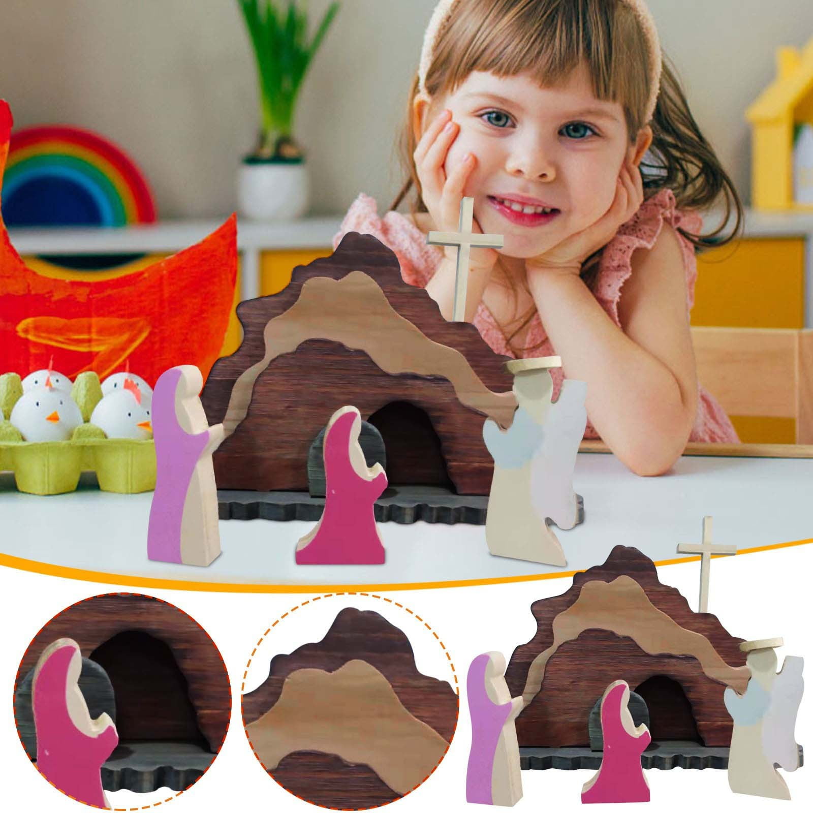 Dezsed Easter Decorations Clearance Wooden Nativity Set Wooden Manger