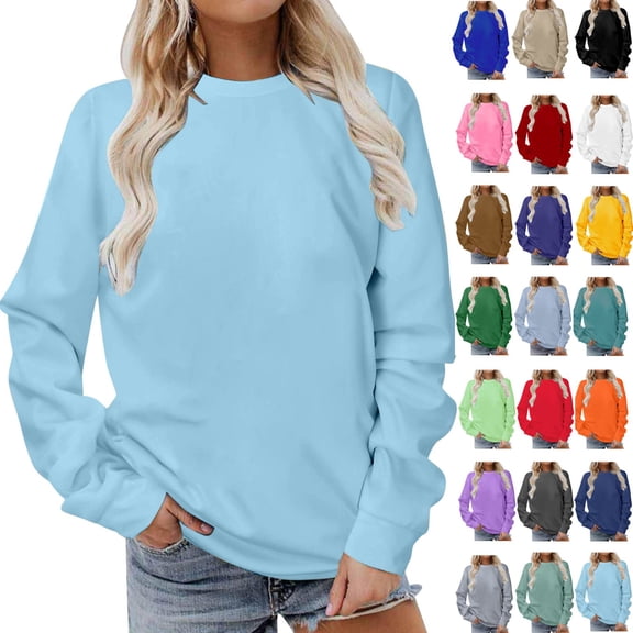 Dezsed Fall Sweatshirts for Women Crewneck Long Sleeve Shirts Casual Tunic Tops Lightweight Pullover Sweatshirts for Women Pink S