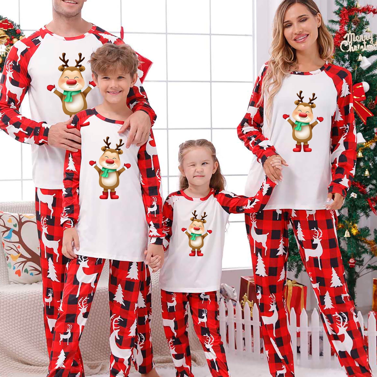 Dezsed Family Christmas Pjs Matching Sets Women s Pajama Set Clearance Parent child Warm Christmas Set Printed Home Wear Pajamas Two piece Mom Set