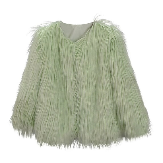 Dezsed Fleece Jacket for Girls Fashion Fuzzy Solid Color Cardigan Long Sleeved Winter Coat Party Outerwear Jackets Mint Green XXXL