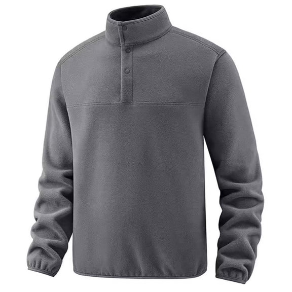 Brglopf Fleece Sweatshirts for Men Half Button Stand Collar Long Sleeve Pullover Tops Casual Solid Color Plus Size Thermal Tops