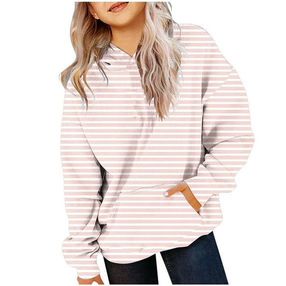 Dezsed Girl Sweatshirts Pullover Hoodie Children's Cute Fleece Hoodies Streetwear Hooded Sweatshirt Sports Tracksuits Tops 11-12 Years Pink