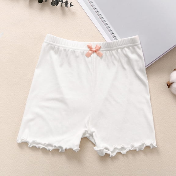 Dezsed Girls Cotton Undershorts for Dresses, Biker Shorts for Running Dance, Cartwheel Sports Undershorts 9-10 Years White